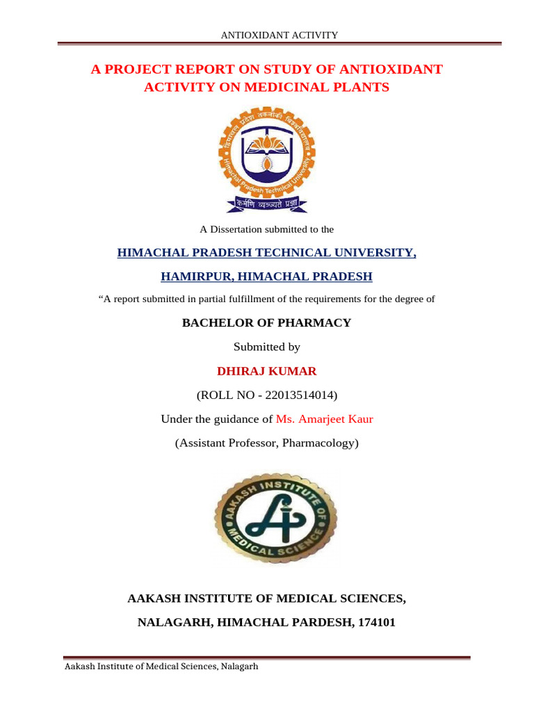 Antioxidant Activity in Medicinal Plants | PDF | Antioxidant | Polyphenol