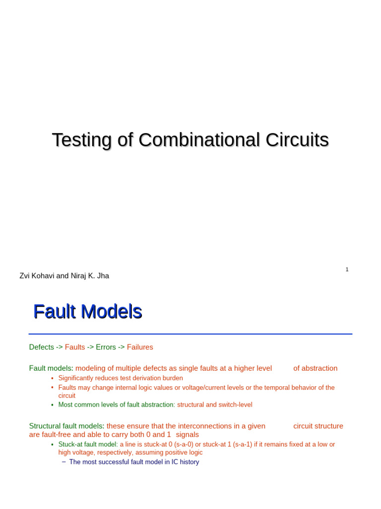 Combinational Circuit Fault Models | PDF | Logic Gate | Electronic Circuits