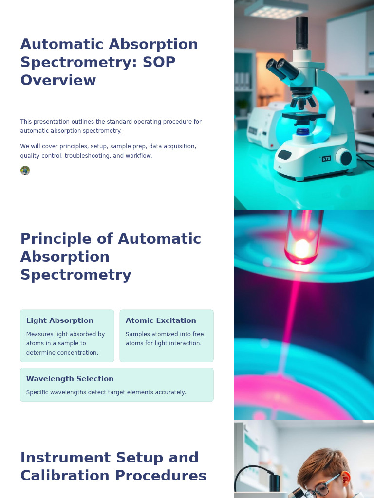 Automatic Absorption Spectrometry SOP | PDF | Spectroscopy | Calibration