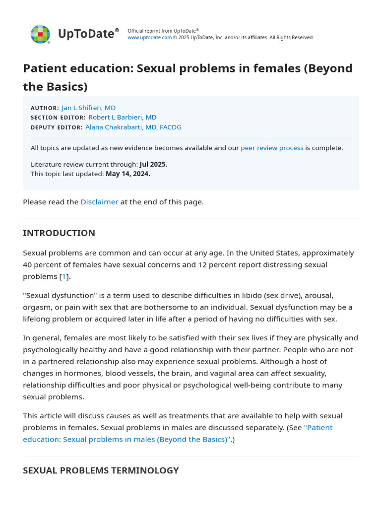 Female Sexual Problems: Causes & Solutions | PDF | Sexual Dysfunction ...
