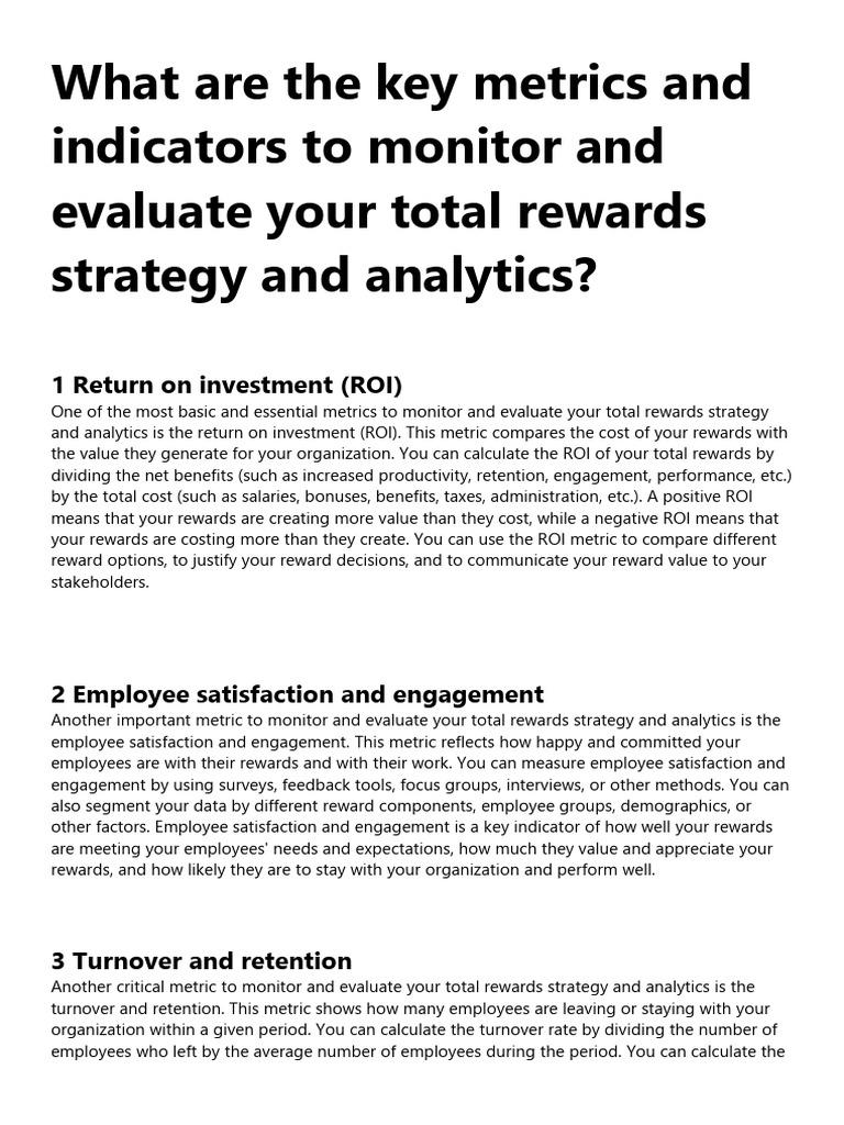 What Are the Key Metrics and Indicators to Monitor and Evaluate Your ...
