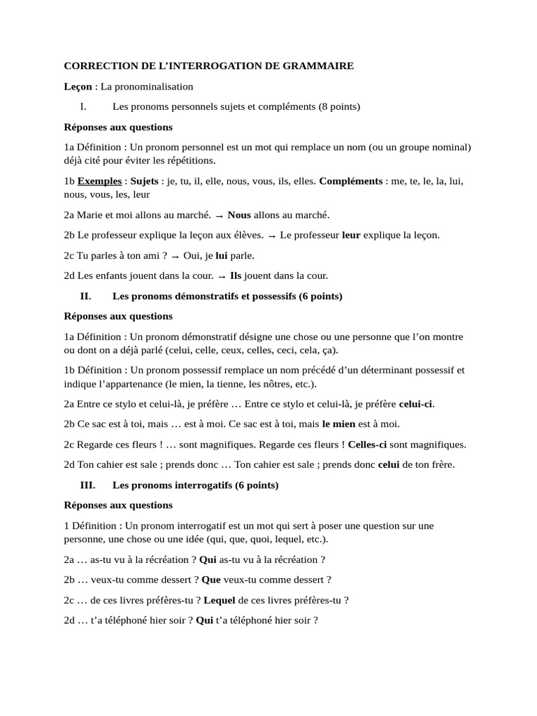 Pronominalisation : Guide de grammaire | PDF