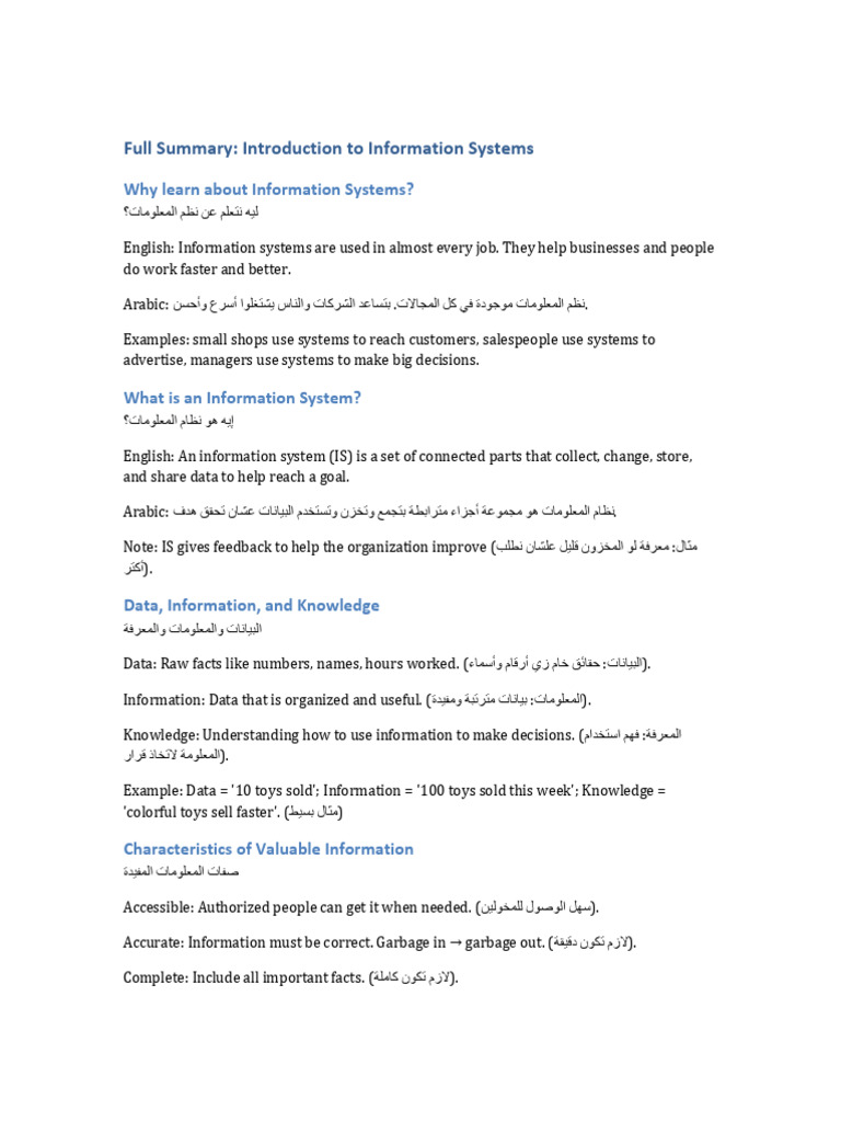 Information Systems Full Summary | PDF | Computer Network | Information ...