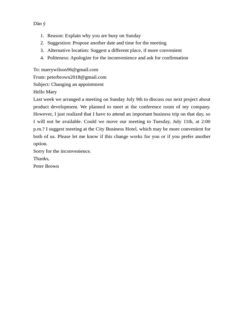 Rescheduling Meeting Request Email | PDF