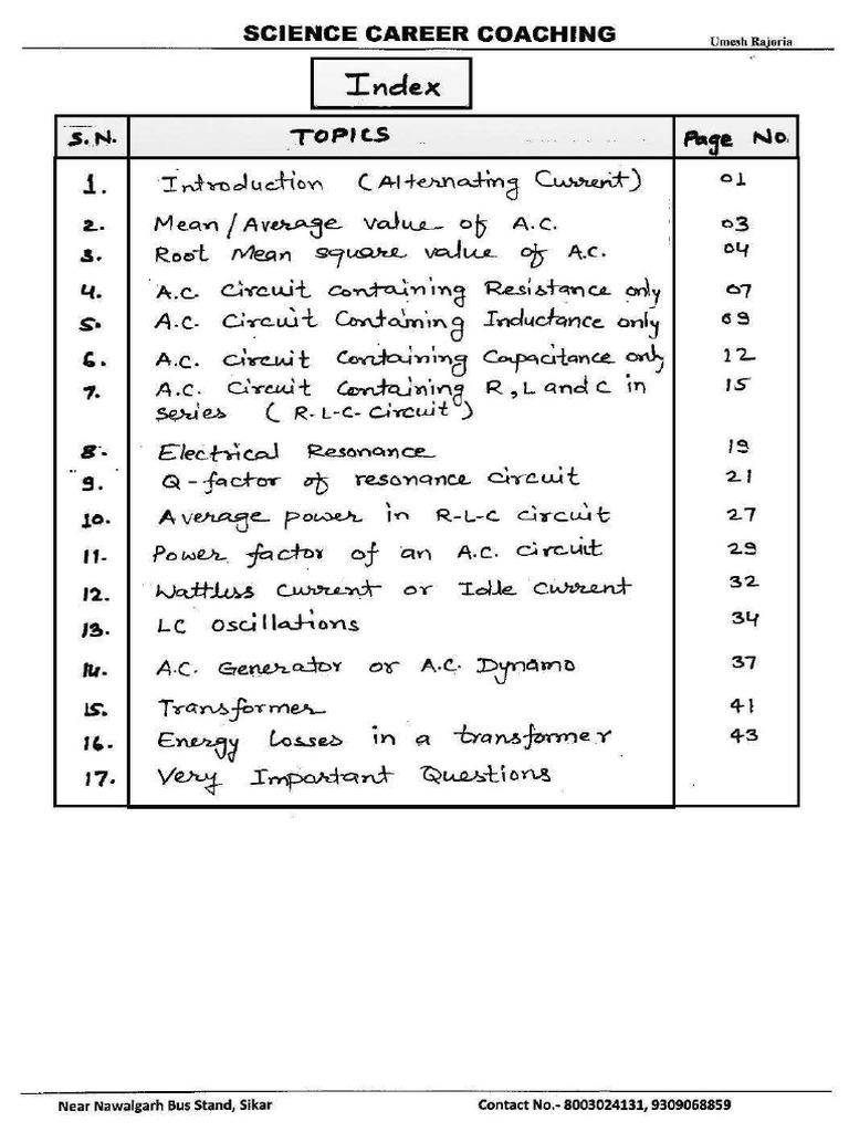 12th Ch 7 Alternating Current Notes English Removed | PDF
