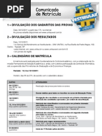 Comunicado Matricula Unitau