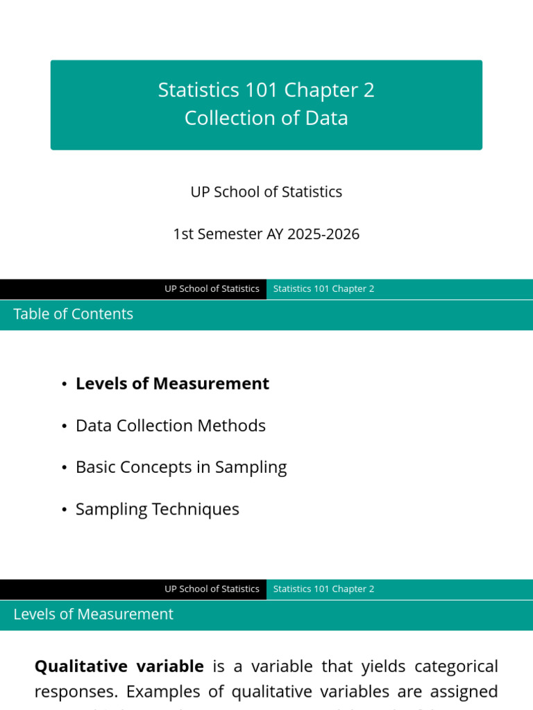 [02] Collection of Data | PDF | Sampling (Statistics) | Statistics