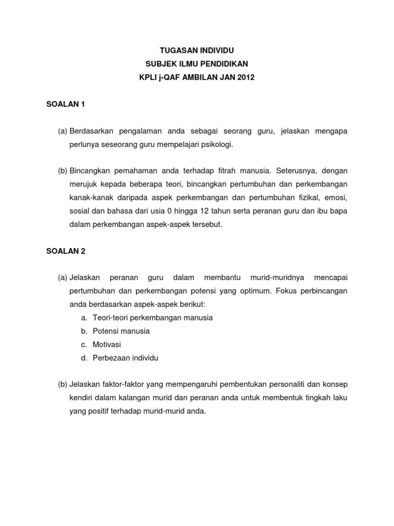Tugasan Individu Ilmu Pendidikan Pdf