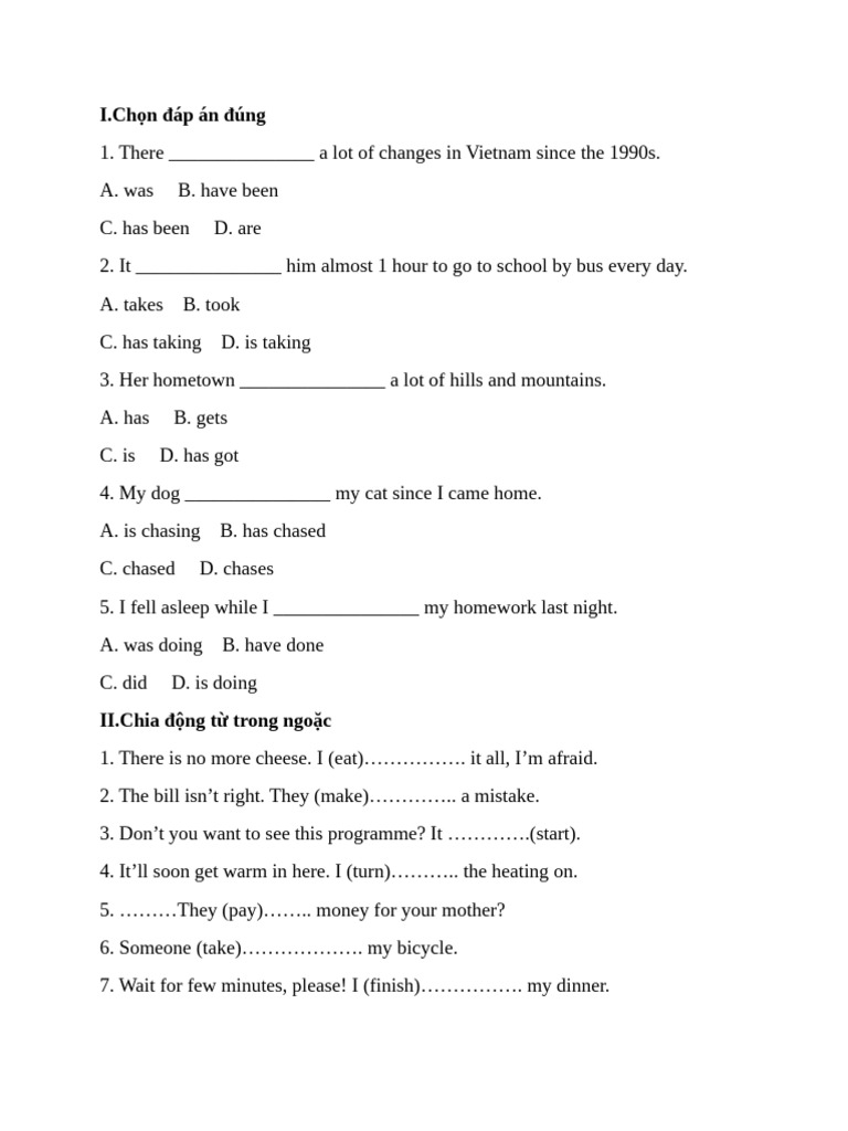 English Grammar Exercises and Answers | PDF