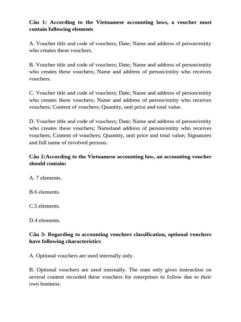 Vietnamese Accounting Voucher Guidelines | PDF | Debits And Credits ...