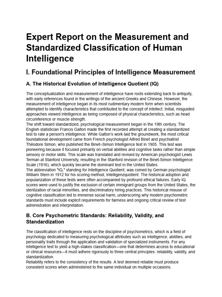 Human Intelligence Measurement Standards | PDF | Wechsler Adult ...