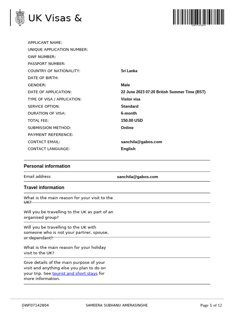 UK Visitor Visa Application Details | PDF | European Economic Area ...