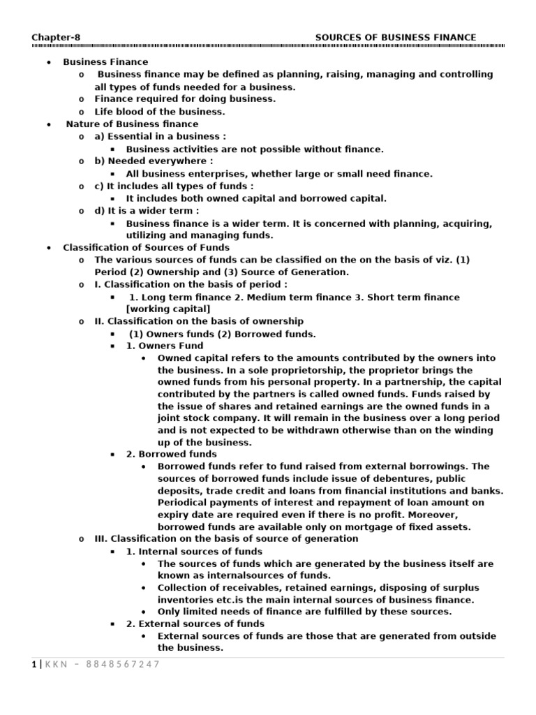SOURCES OF BUSINESS FINANCE full notes | PDF | Preferred Stock | Equity ...