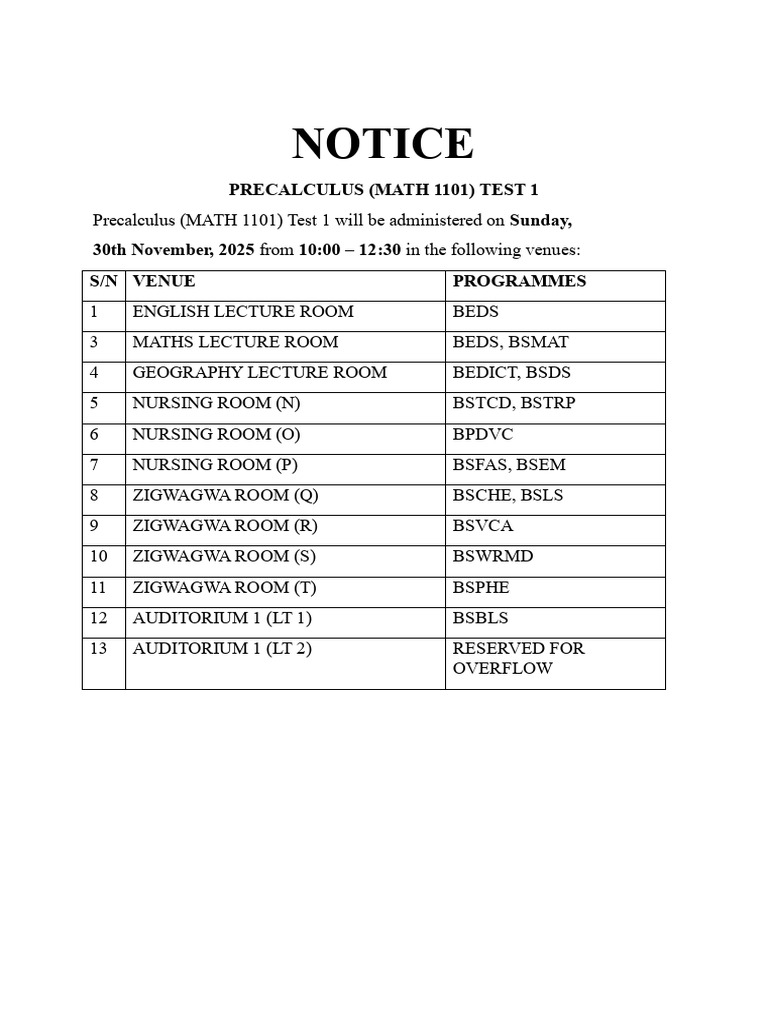 Notice Test 1 2025-26 | PDF