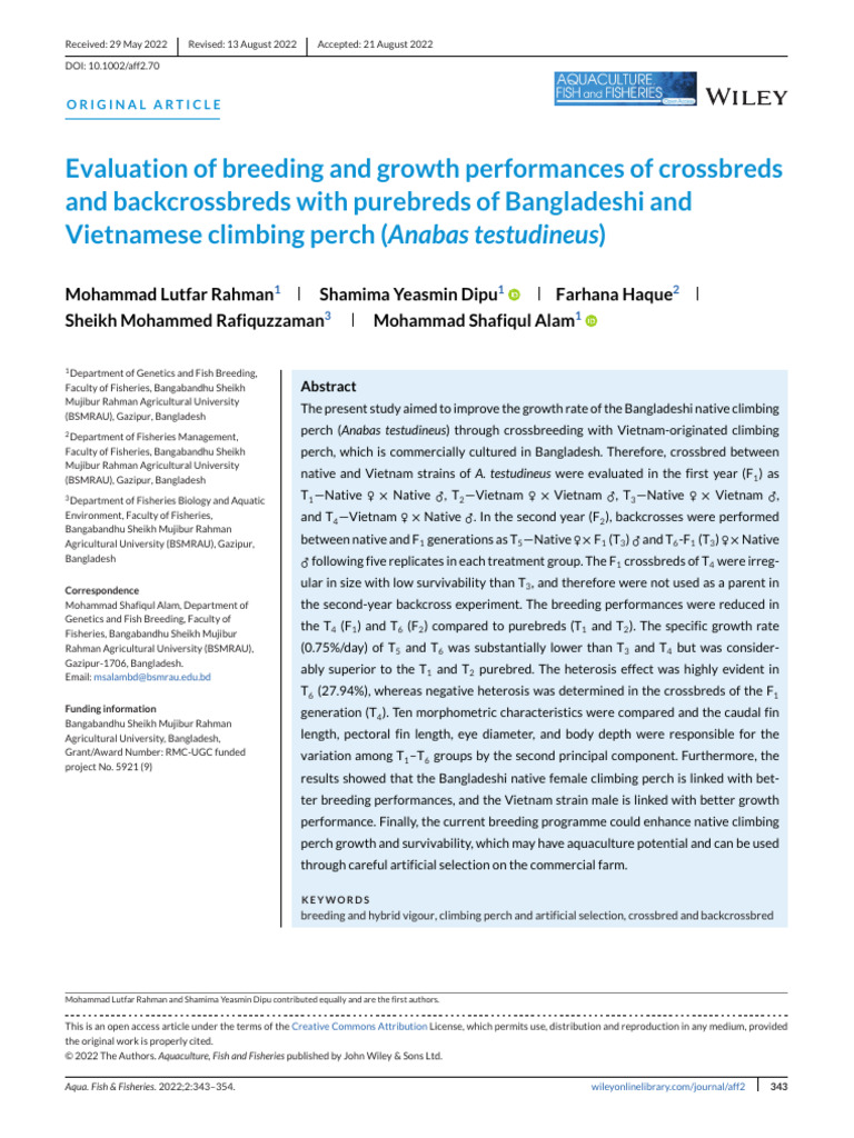 Evaluation of Breeding and Growth Performances of | PDF | Selective ...