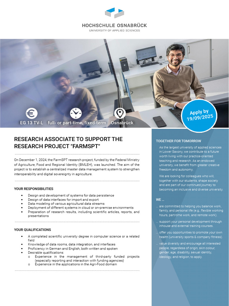 Research Associate Position at Osnabrück UAS | PDF
