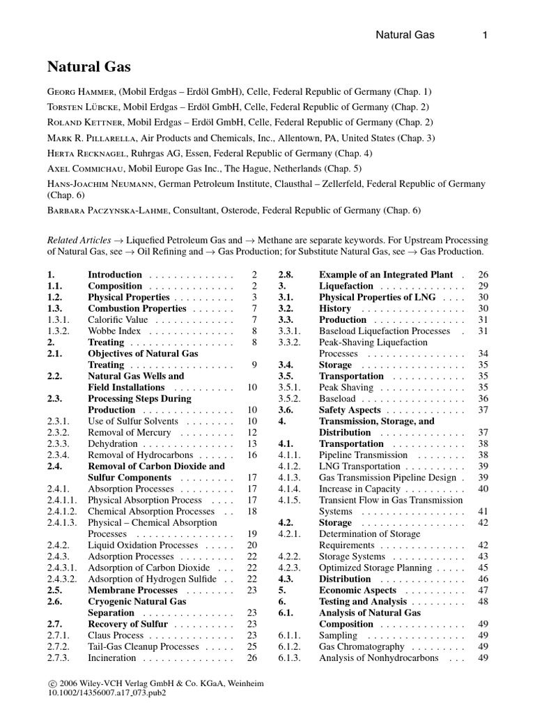 Natural Gas: Composition and Treatment | PDF | Gases | Natural Gas