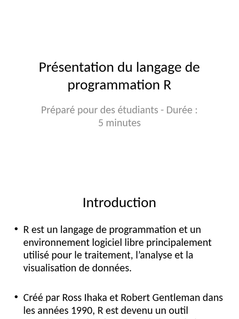 Introduction au langage R pour l'analyse de données | PDF