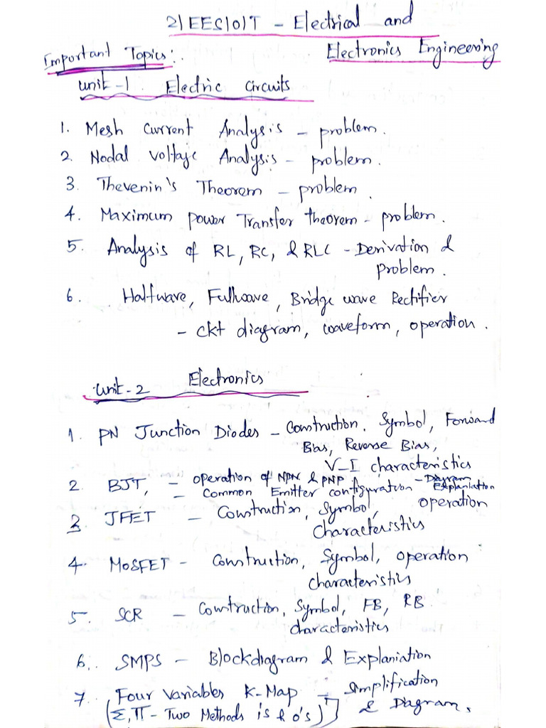 EEE Subject Important Topics | PDF
