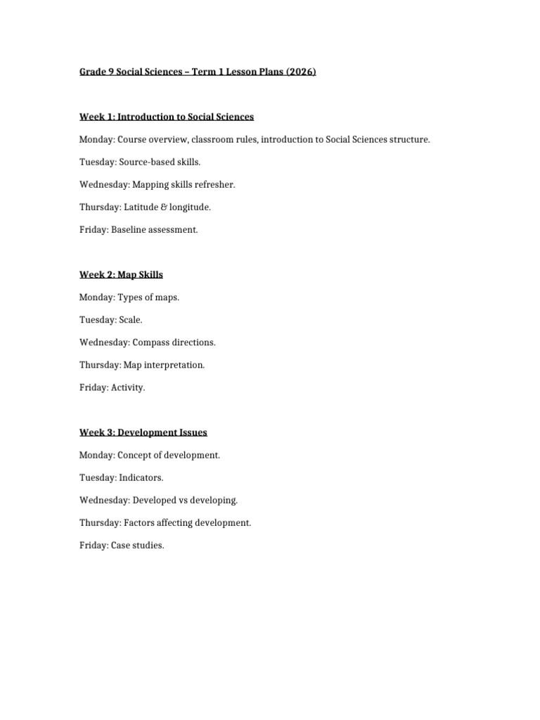Grade 9 Social Sciences Lesson Plans | PDF
