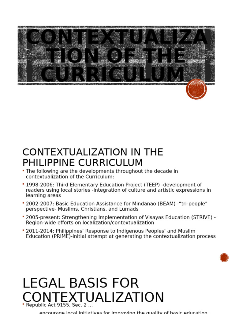 Contextualization in Philippine Curriculum | PDF