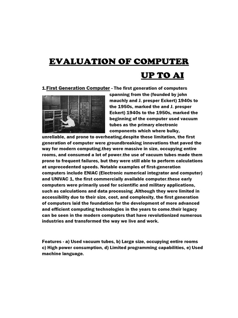 Evolution of Computer Generations | PDF | Integrated Circuit | Personal ...