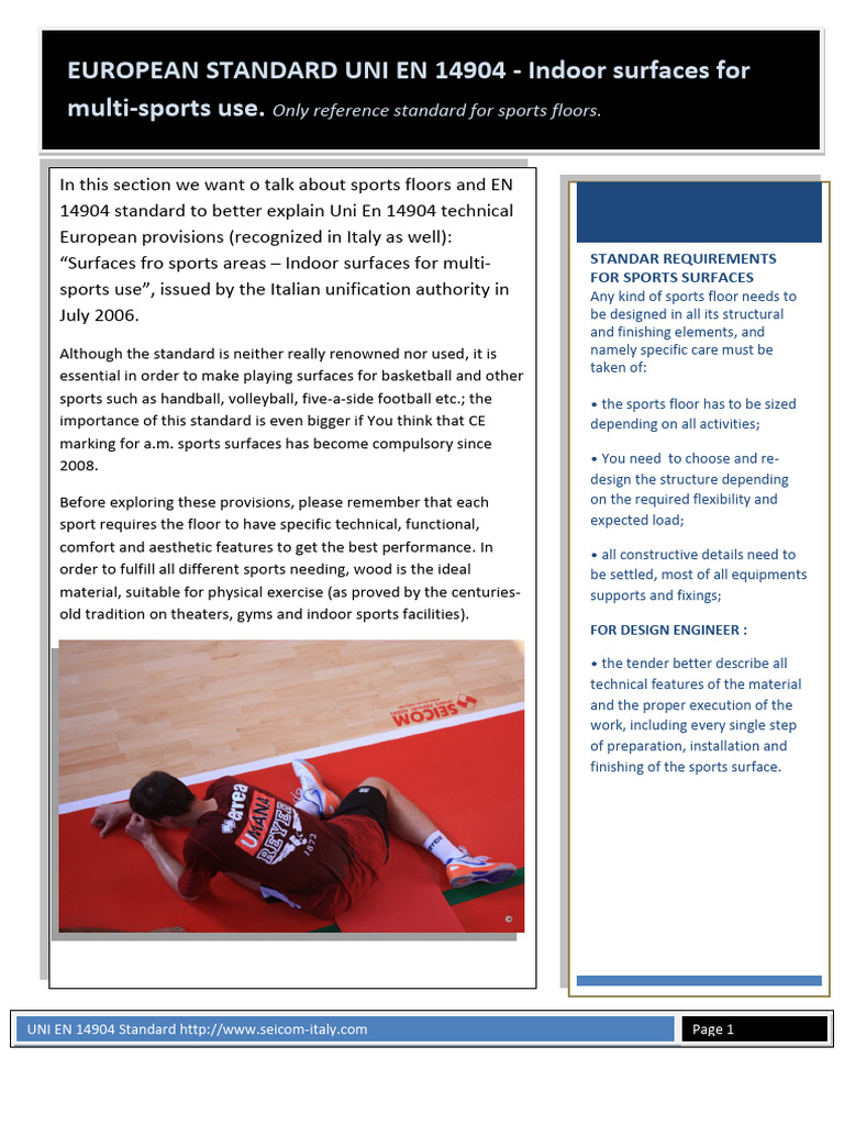 UNI EN 14904 Sports Surface Standards | PDF | Humidity | Mechanical ...