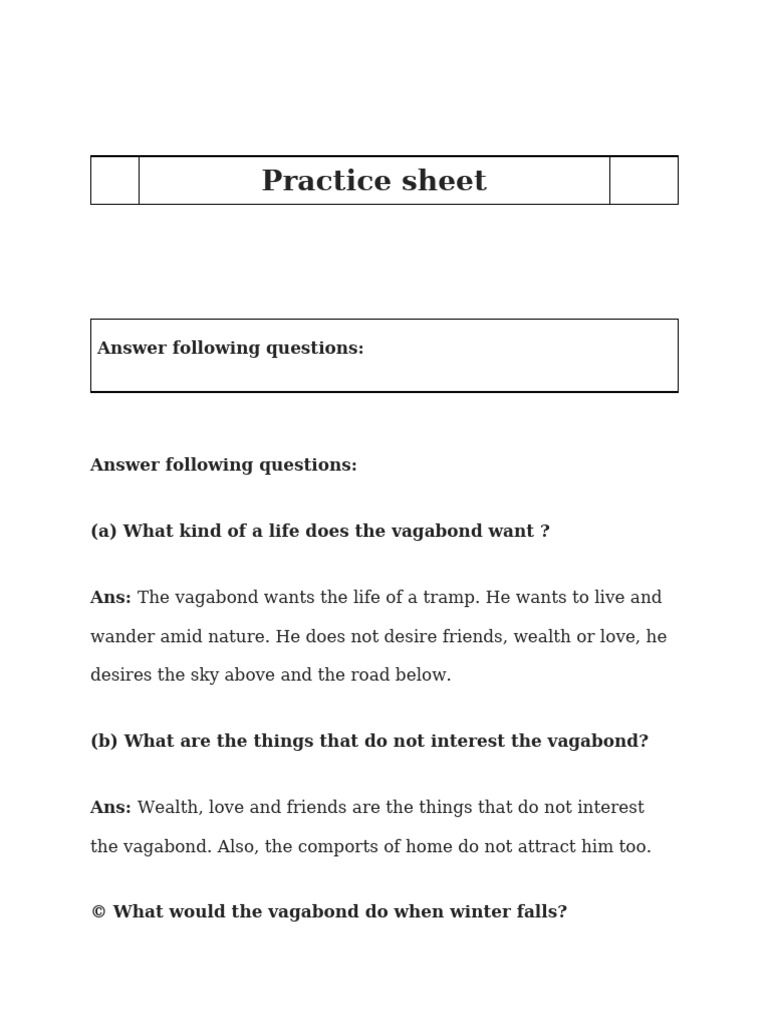 Practise Sheet | PDF
