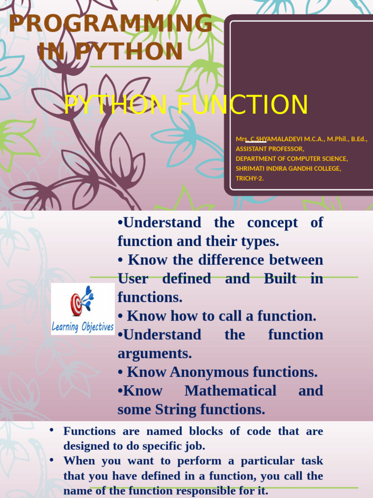 Python Functions: Types and Usage Guide | PDF | Parameter (Computer ...