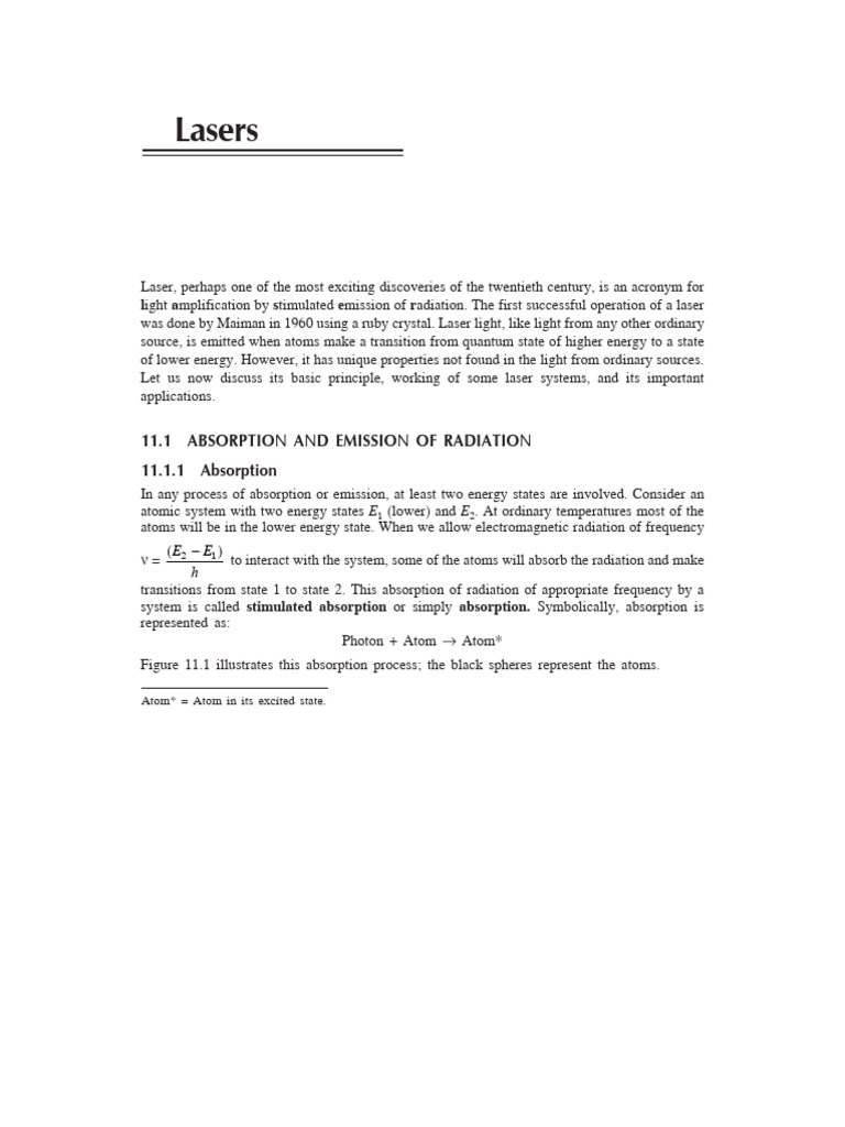 Part- 2 Lasers | PDF | Laser | Emission Spectrum