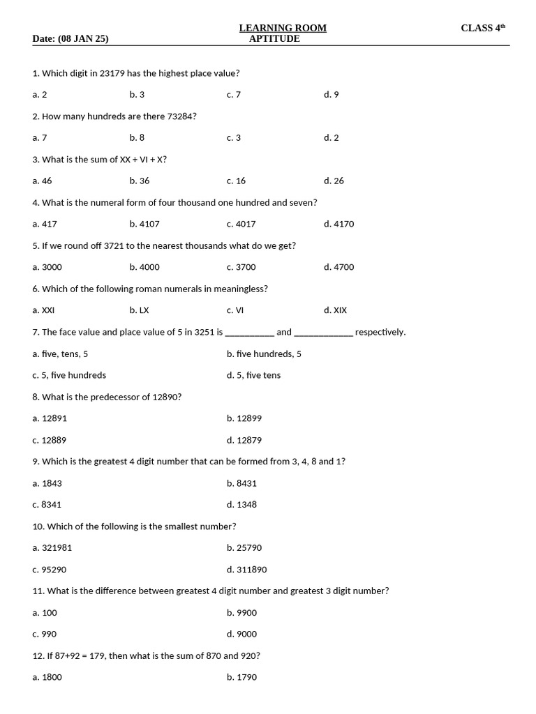 Class 4 Aptitude Questions and Answers | PDF | Chess Theory | Chess