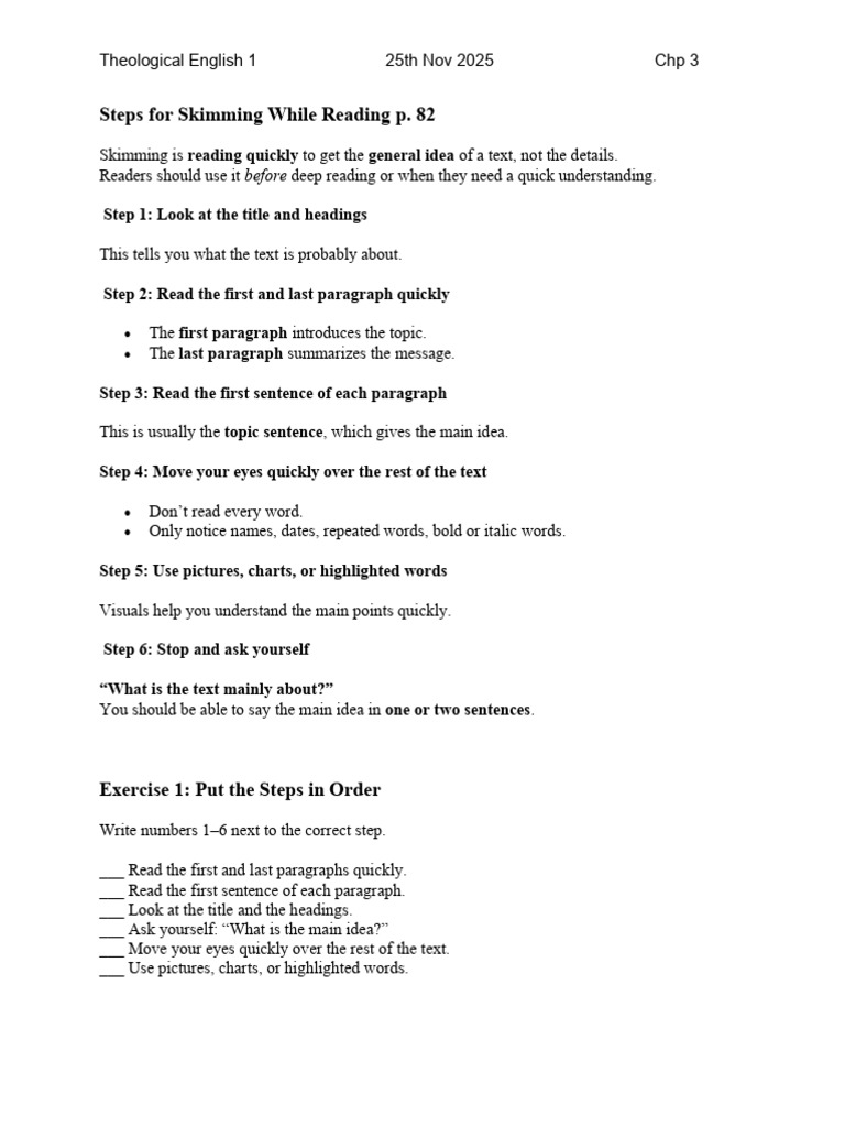 Lecture 10- Skimming p.82 | PDF | Speed Reading | Learning