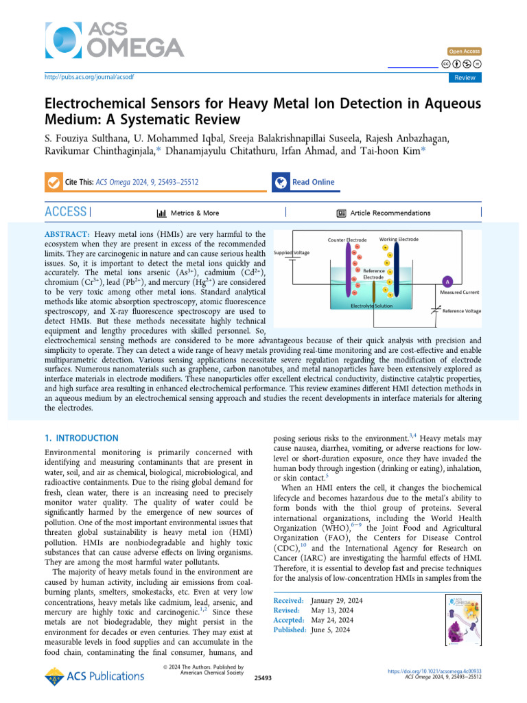 Electrochemical Sensors For Heavy Metal Ion Detection in Aqueous Medium ...