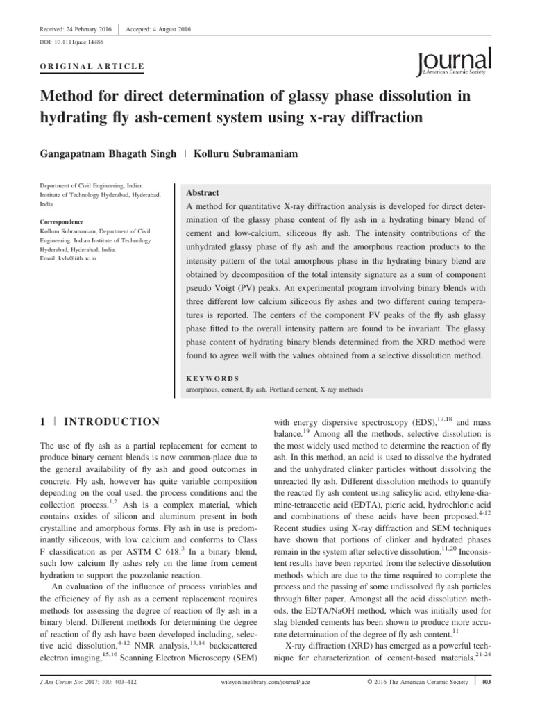XRD Method for Fly Ash Phase Analysis | PDF | Amorphous Solid | Cement