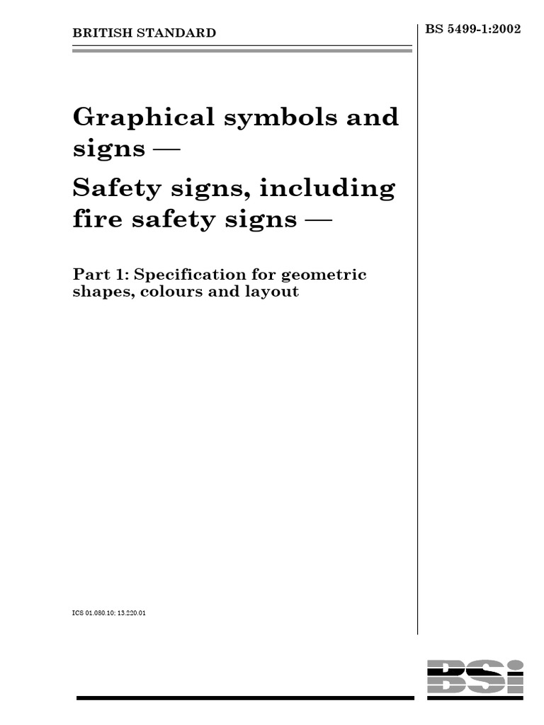 Safety Signs Standard: BS 5499-1:2002 | PDF | Safety | Area