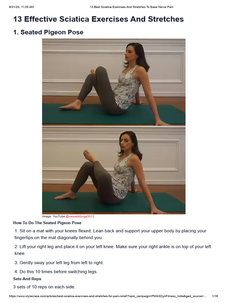 13 Sciatica Exercises for Pain Relief | PDF | Anatomical Terms Of ...
