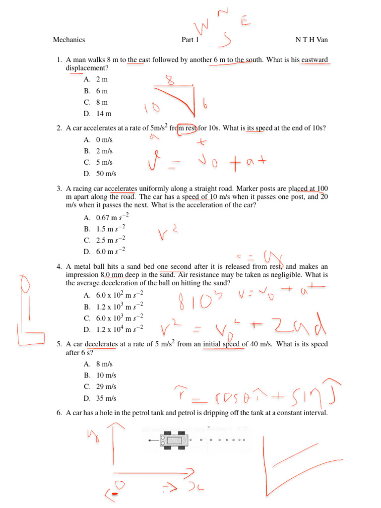 Part1 USTH B1 Mechanics Question | PDF | Velocity | Acceleration