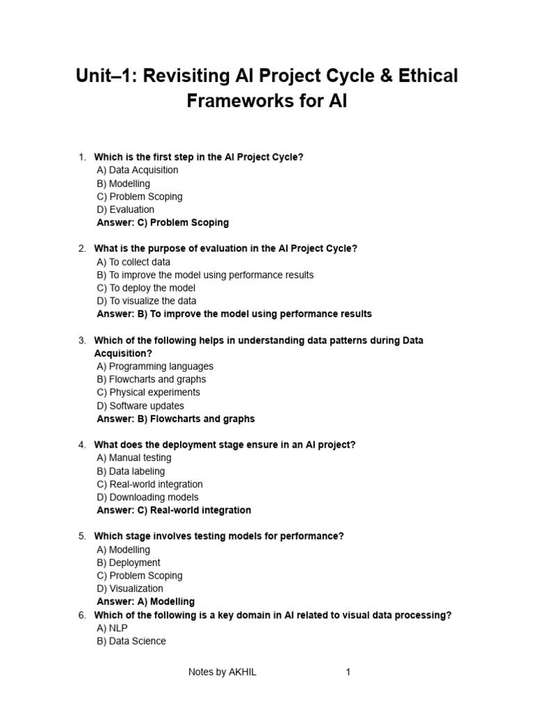 AI Project Cycle & Ethical Frameworks | PDF | Artificial Intelligence ...