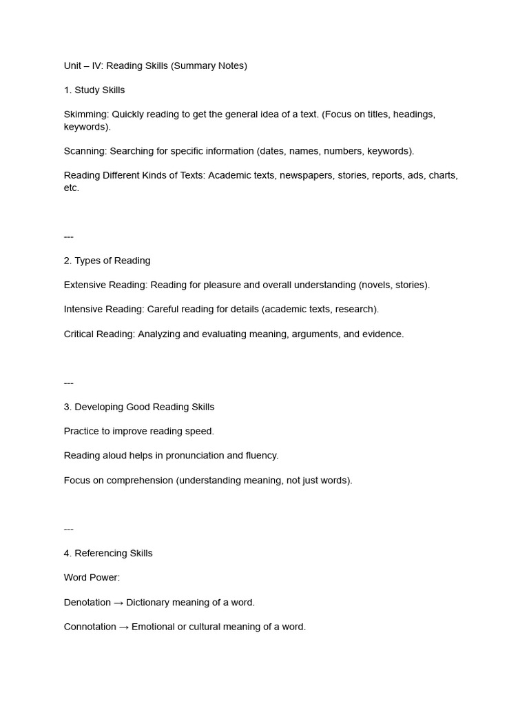 Essential Reading Skills Guide | PDF