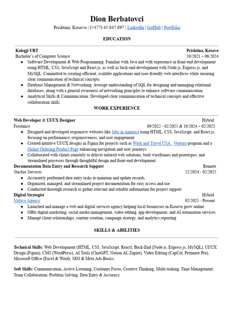Web Developer & Digital Strategist Profile | PDF | Web Development ...