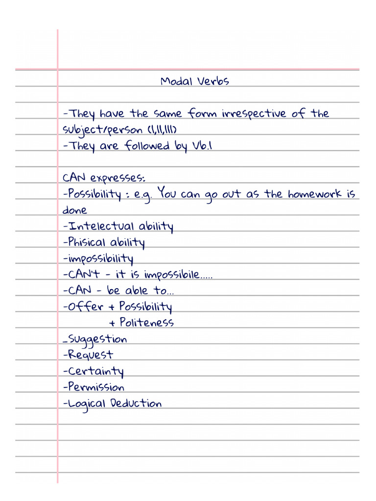 MODAL VERBS - GoodNotes 6 Handwritten Notebook | PDF