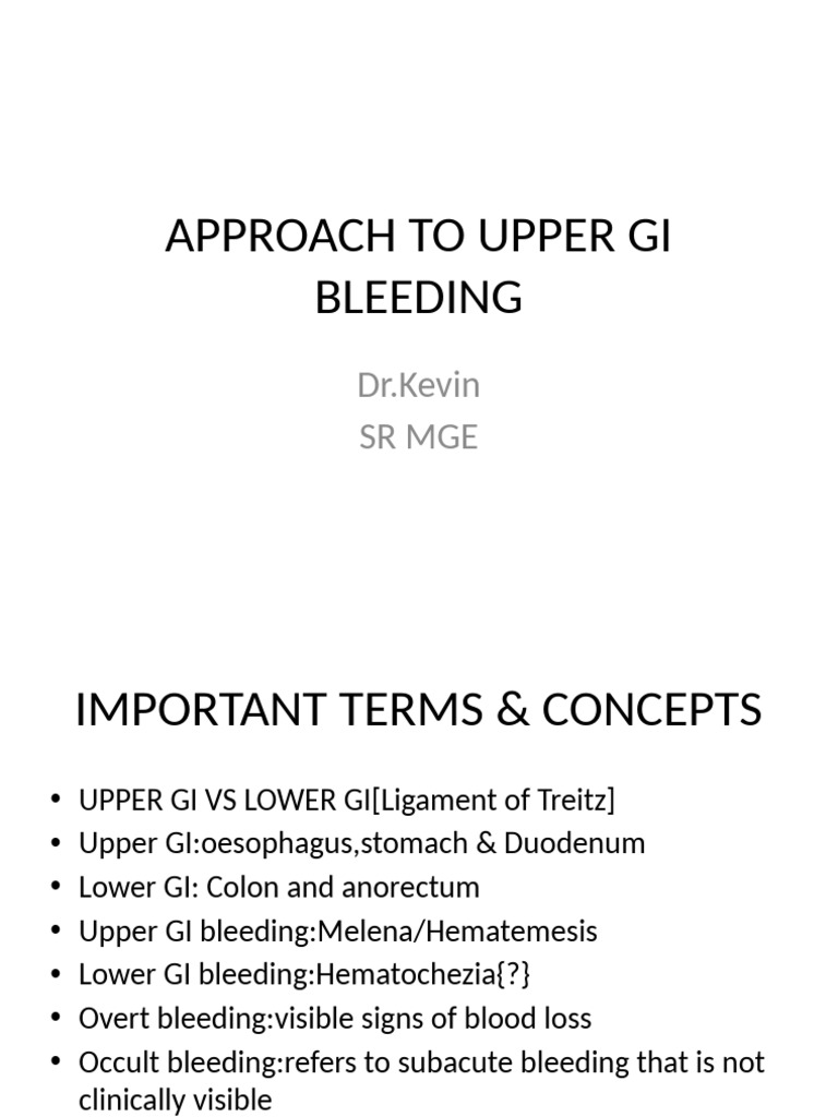 Approach To Upper Gi Bleeding | PDF | Diseases And Disorders | Blood