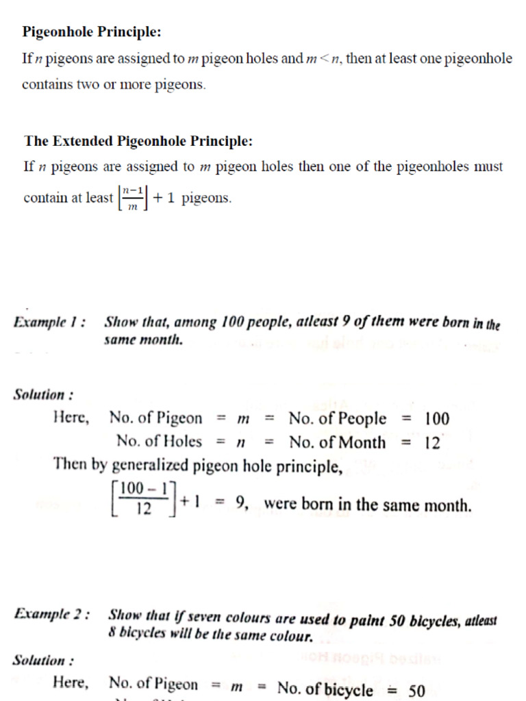 Pigeon Hole Principle, Permutation & Combination 2 | PDF