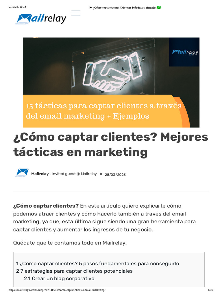 ¿Cómo Captar Clientes - Mejores Prácticas y Ejemplos | PDF | Marketing ...