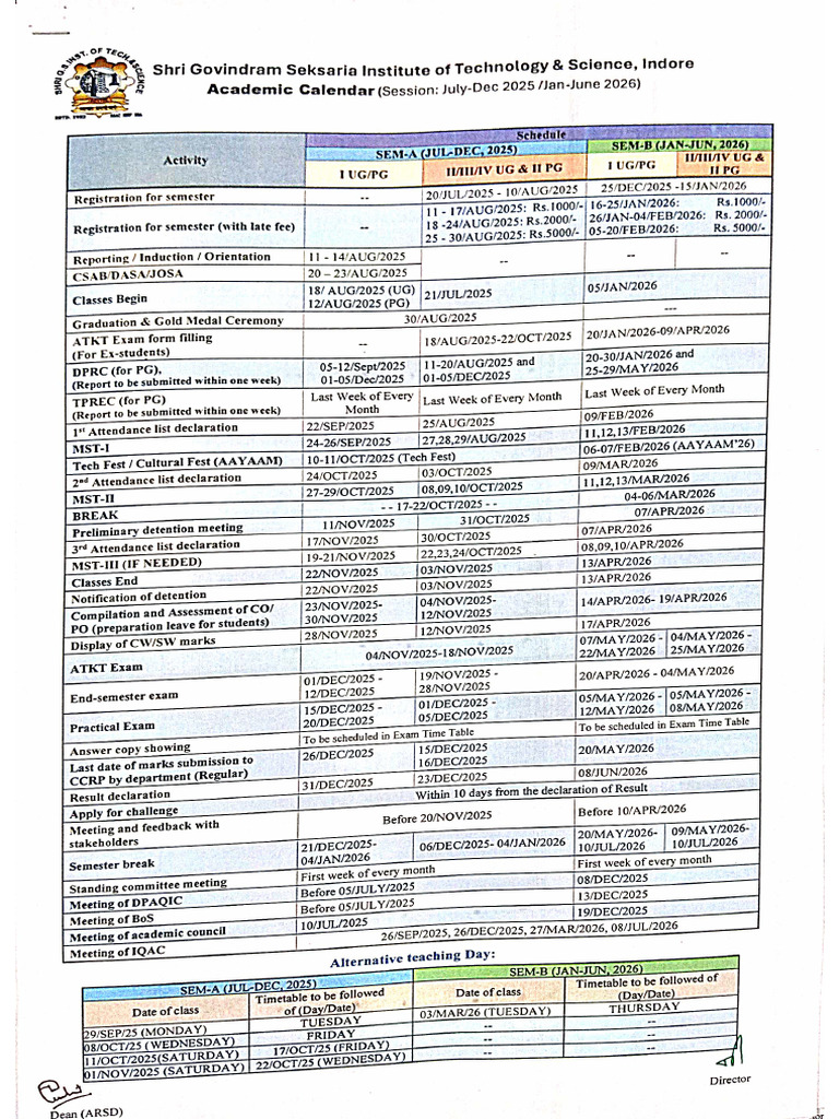 Academic Calendar 2025 Revised | PDF