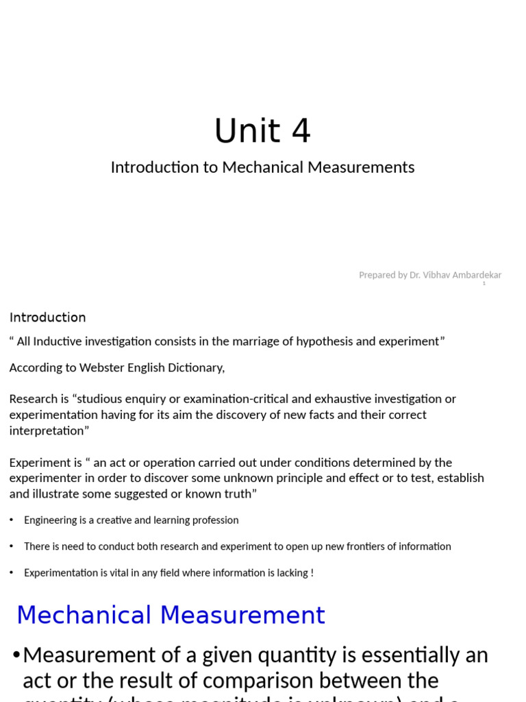 Unit 4 Introduction To Mechanical Measurments | PDF | Instrumentation ...