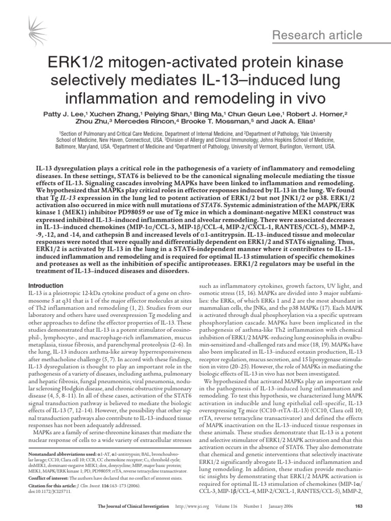 ERK1:2 Mitogen-Activated Protein Kinase Selectively Mediates IL-13 ...