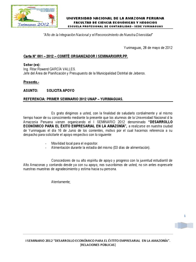 Resultado de imagen para solicitud de apoyo economico