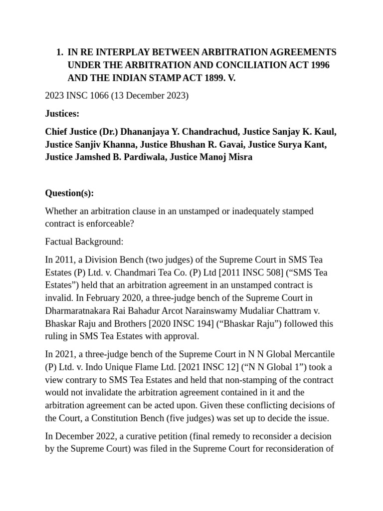 Arbitration Agreements and Stamp Act Ruling | PDF | Bail | Arbitration