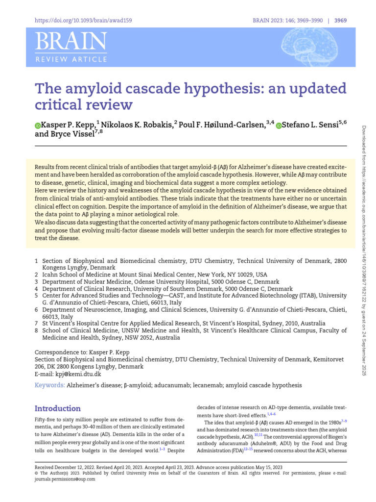 AD - The Amyloid Cascade Hypothesis | PDF | Amyloid Beta | Cell Biology